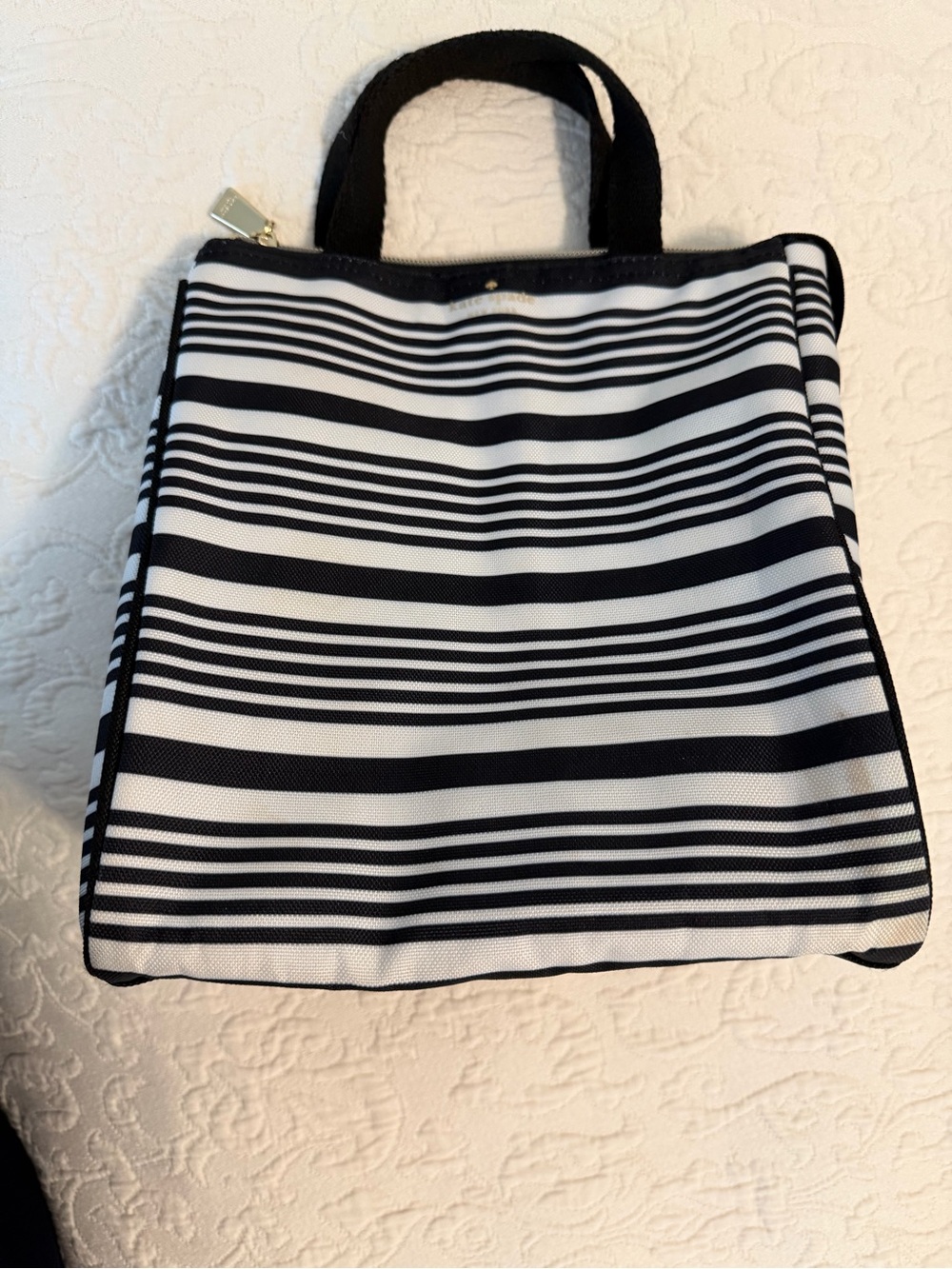Kate Spade Black & White Striped Lunch Bag